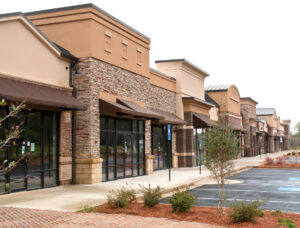 shopping center with proper roof drainage