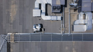 commercial roofing system at an industrial facility