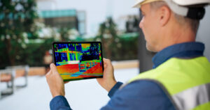 commercial roofing company performing a thermal imaging study at an industrial facility