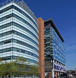 hospital building prior to a new roof installation